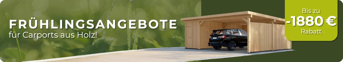 Werbebanner: Fruhlingsangebote für Carports