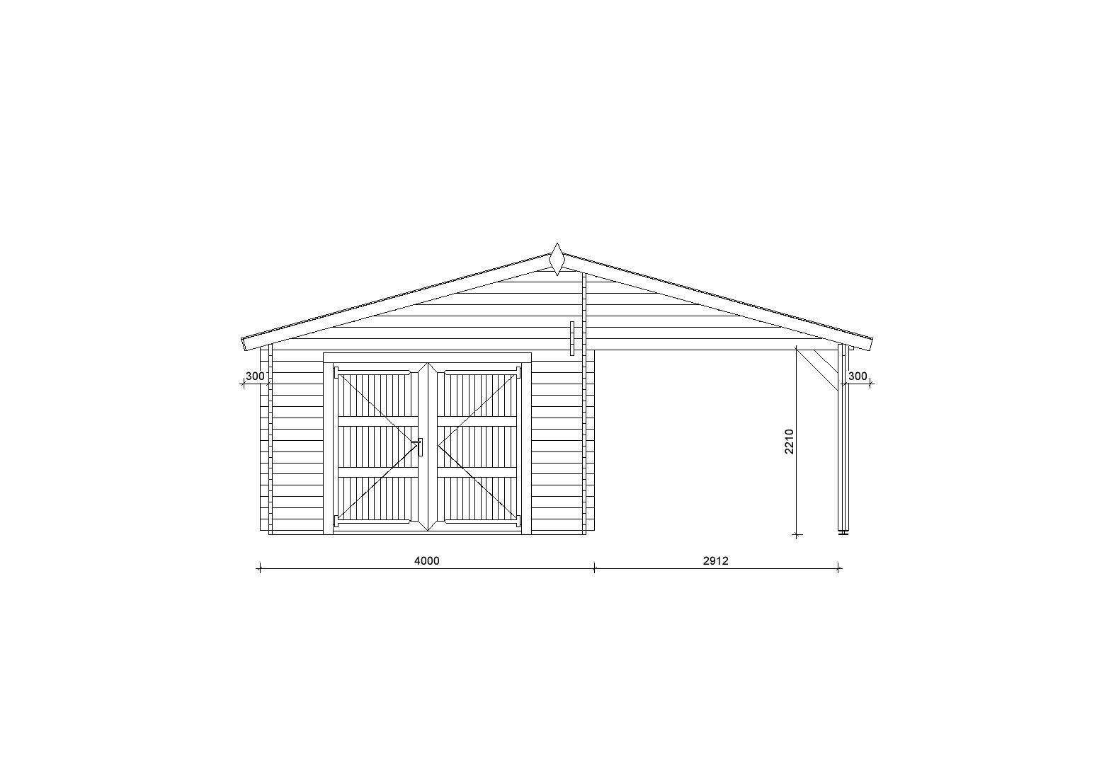 Holzgarage_Quercus_7x6_mit_Holztor_PD_1