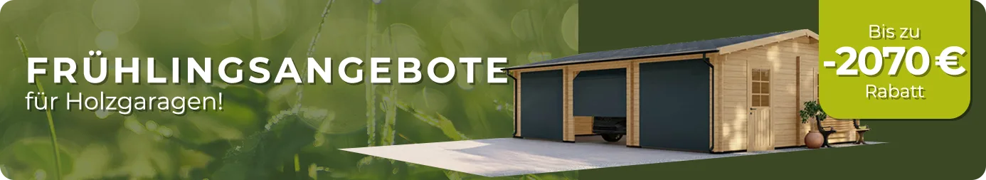 Werbebanner: Fruhlingsangebote für Holzgaragen Werbebanner: Fruhlingsangebote für Holzgaragen