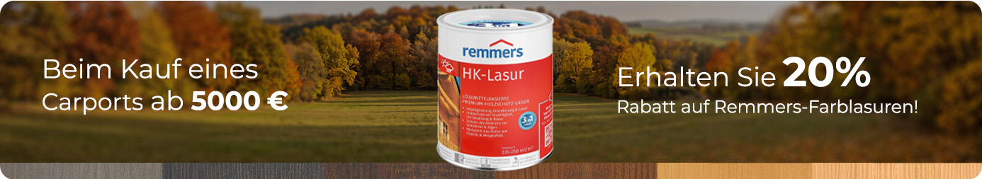 Werbebanner: 20% auf Remmers-Farblasuren
